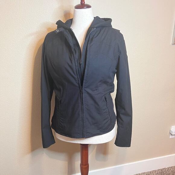 BILT motorcycle jacket Black hood removable fleece vest zip & snap pockets Sz M - Picture 2 of 16